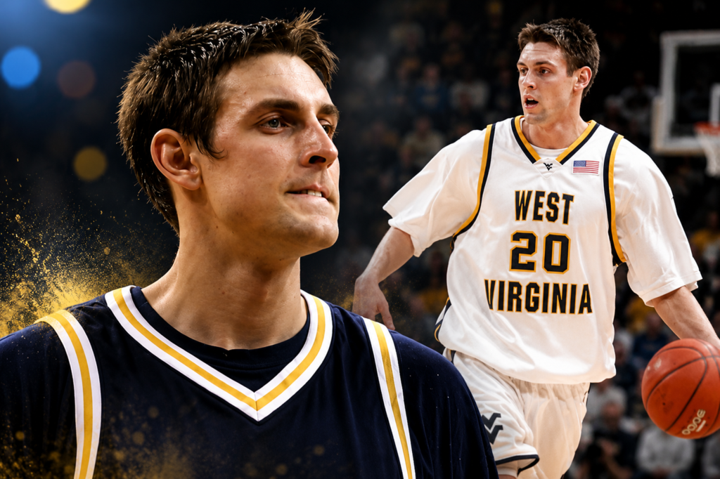 Mike Gansey: From Ohio High School Star to 76ers President of Basketball Operations Mike Gansey during his West Virginia playing career in a featured photo collage.