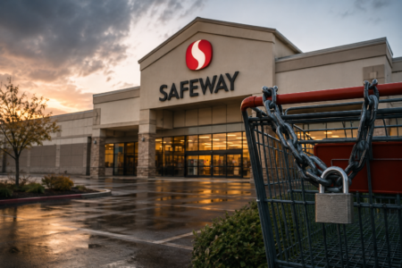 Safeway Store Closures 2026: Confirmed Locations & Why Albertsons Is Trimming Stores Safeway storefront with a locked shopping cart outside, symbolizing 2026 store closures